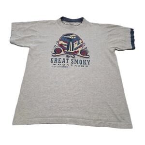 VTG Great Smoky Mountains T-Shirt Single Stitch USA Large 80s 90s Double Cuff